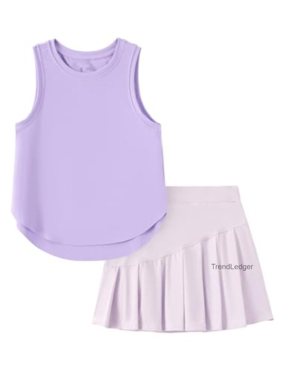 Girls Tennis Skirt Set Tank Top Pleated Skort Activewear 2 Piece
